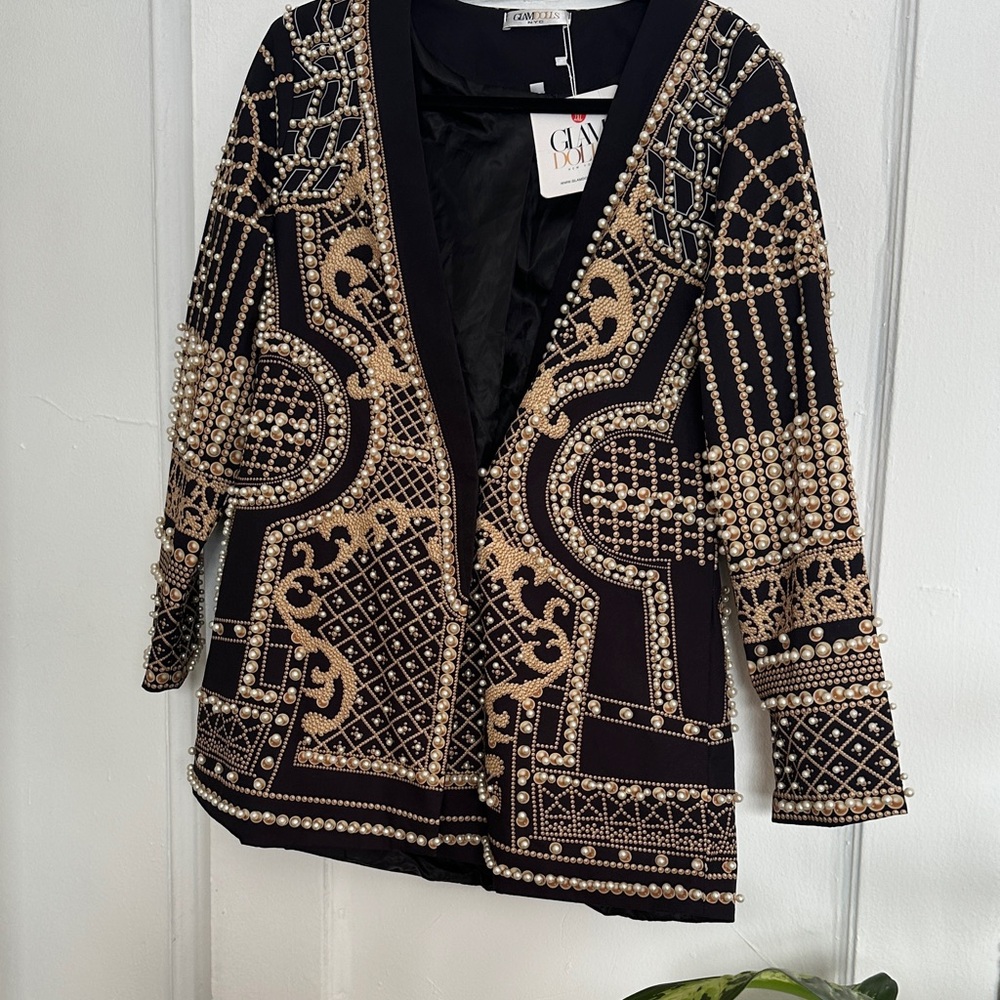 Glamorous Black Jacket with Gold Detailing